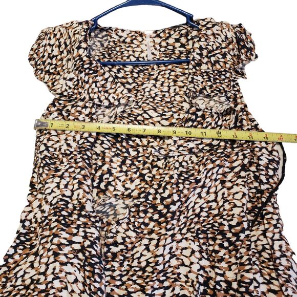 Free People French Quarter Mini Dress Leopard Wrap Ruffle Flutter Sleeve Small - Picture 6 of 12